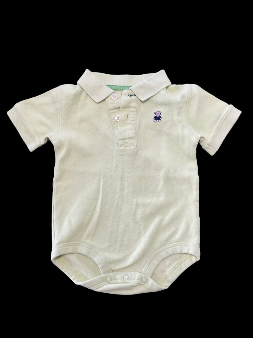 🌻10/$25 - Green Polo Onesie w/ Teddy Bear Embroidery